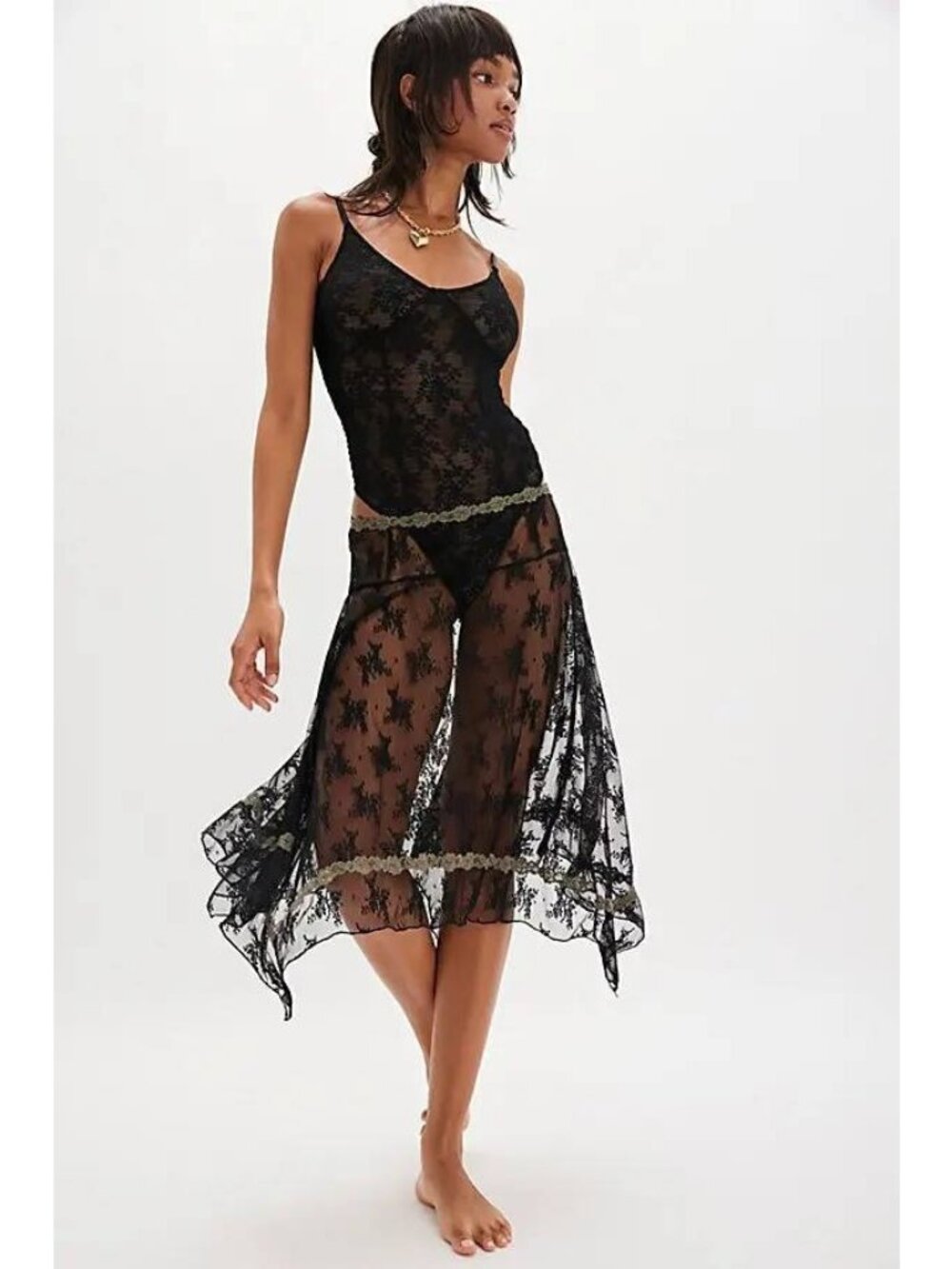 NWT Intimately Free People Sheer Ambition Half Slip Lace Skirt Sz S